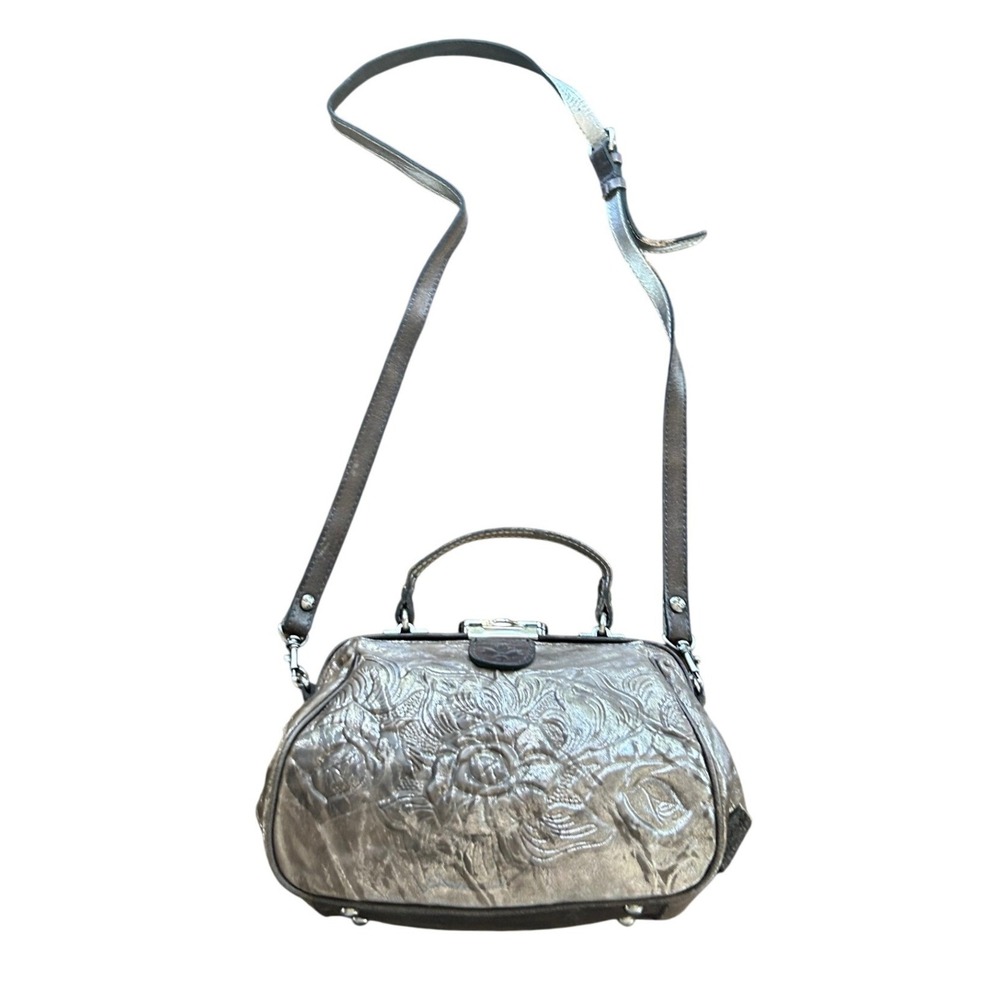 Patricia Nash‎ Cassini Crossbody Bag Purse Pewter Floral Embossed Romantic Y2K